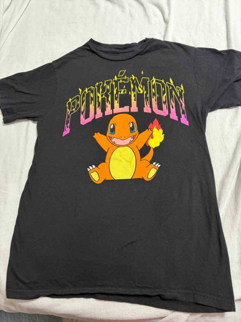 Pokemon Adult T-Shirt Charmander Under Fire Pokemon Logo Pokemon Size Small